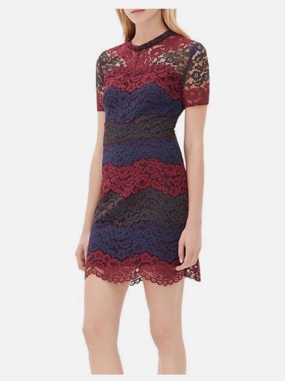 Sandro Paris Lace Multi Color Mini Dress FR 3